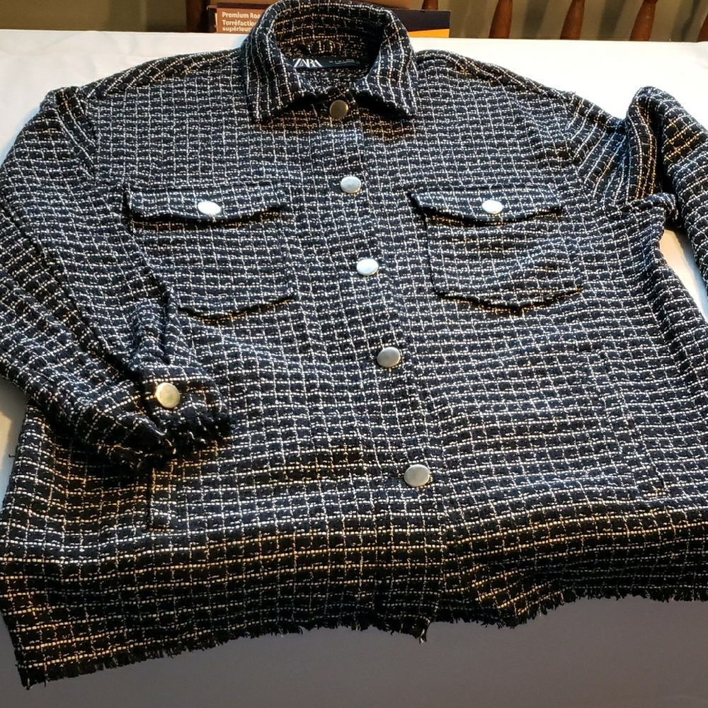 ZARA Black & White Tweed Jacket - Women's